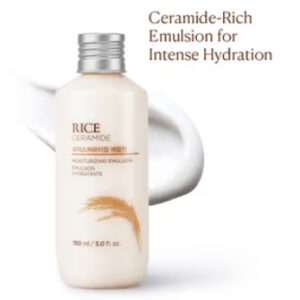 The Face Shop Ceramide & Rice Emulsion - Barrier Repair Brightening Moisturizer for Dull & Dry Skin