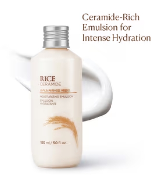 The Face Shop Ceramide & Rice Emulsion - Barrier Repair Brightening Moisturizer for Dull & Dry Skin